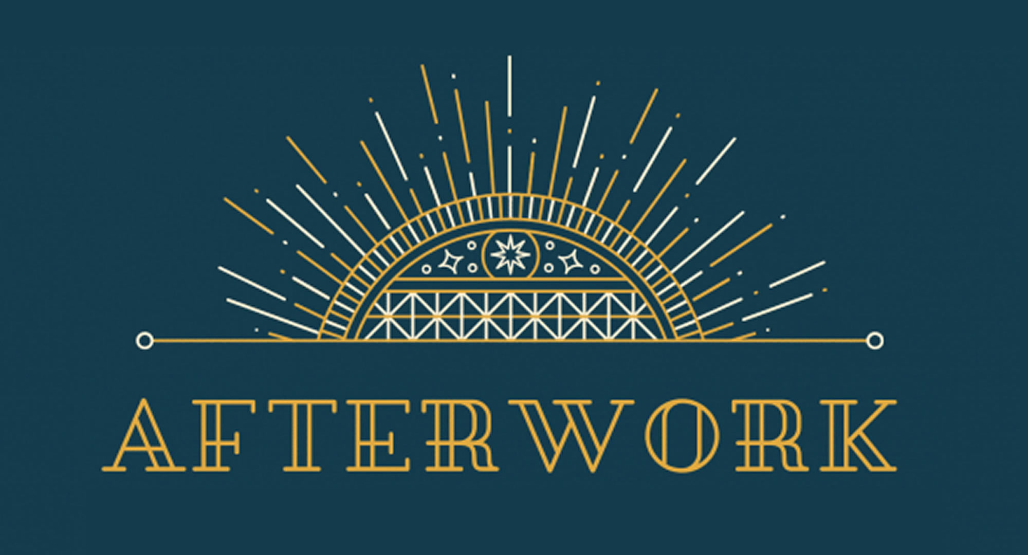 Affiche graphique Afterwork noire et dorée.